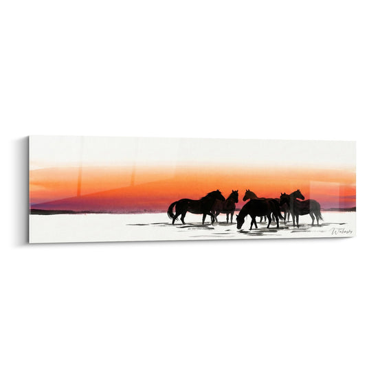 Gemälde Camargue-Pferde - Sonnenuntergang über der Lagune - Camargue-Edition