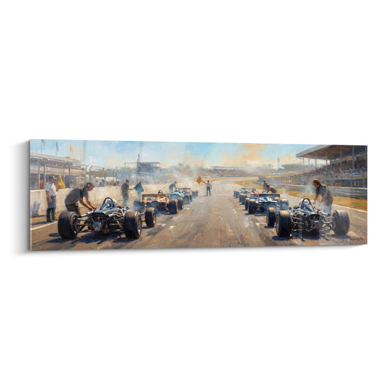 Cuadro Paddock F1 Vintage - Preparativos para la Carrera - Edición Fórmula 1