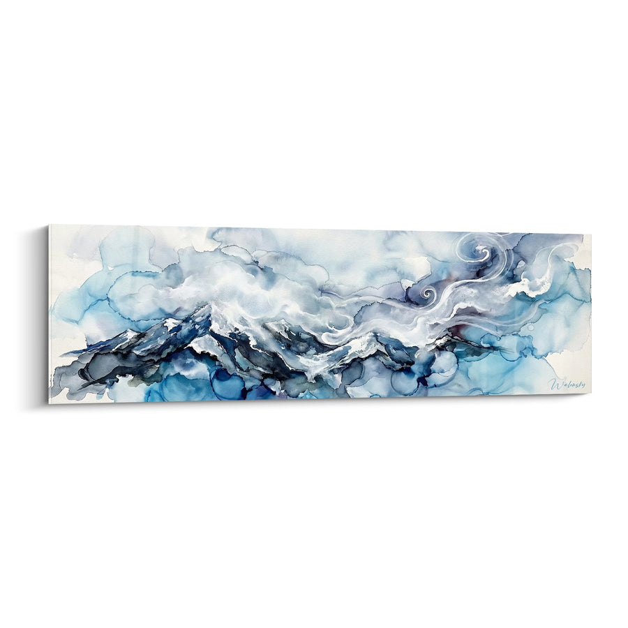 Tableau Paysage Alpin Aquarelle - Montagnes dans les Nuages - Edition Les Alpes