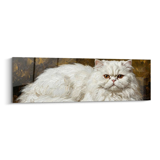 Schilderij Perzische Kat Wit Uitgestrekt - Feline Elegantie - Editie Perzische Kat