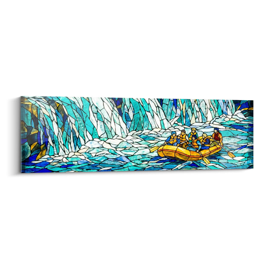 Tableau Rafting Vitrail - Aventure Aquatique Mosaïque - Edition Rafting