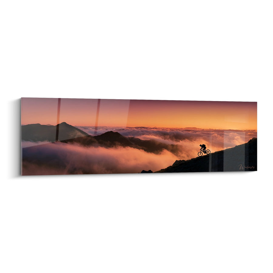 Mountain Bike Wall Art Snowy Peaks Clouds - Adventure Above the Clouds - MTB Edition