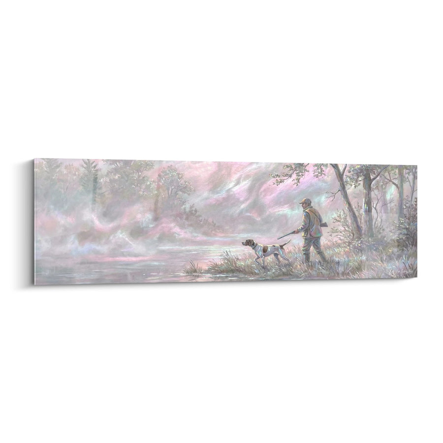 Tableau Chasseur et Chien d'Arrêt - Brume Matinale - Edition Chasse