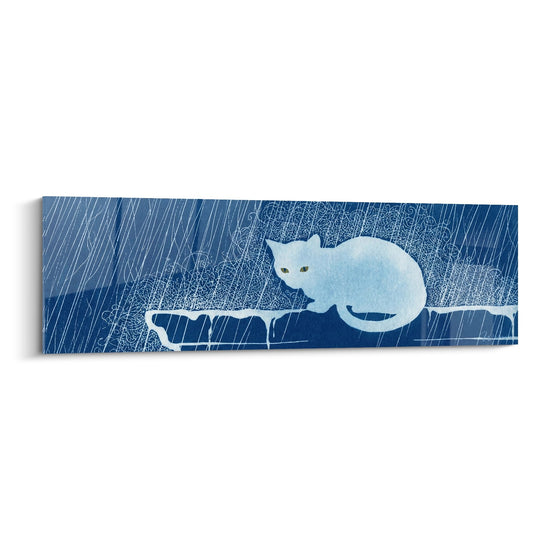 Tableau Chat sous la Pluie - Sérénité Bleue - Edition chat Korat