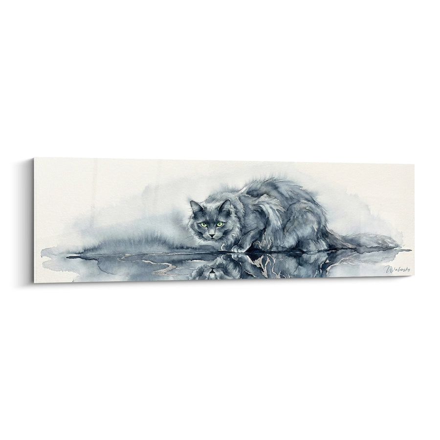Tableau Chat Nebelung Aquarelle - Reflets Paisibles - Edition chat Nebelung