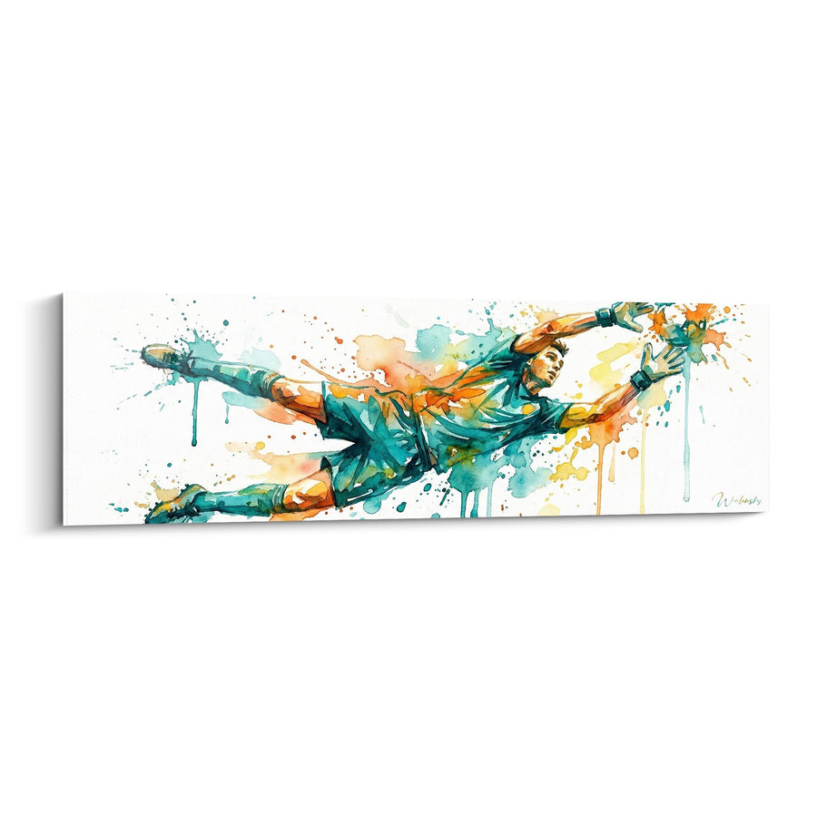 Tableau Footballeur Tacle Spectaculaire - Passion Aquarelle - Edition football