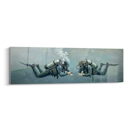 Cuadro Buceadores Submarinos - Dúo en Profundidad - Edición buceo submarino
