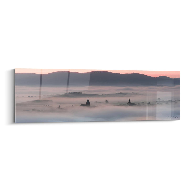 Misty Alsatian Landscape Painting - Sunrise in the Vosges - Alsace Edition