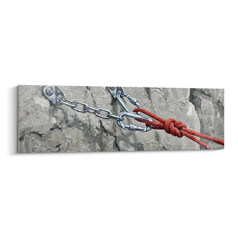 Climbing Equipment Wall Art - Chain and Red Rope - Climbing Edition