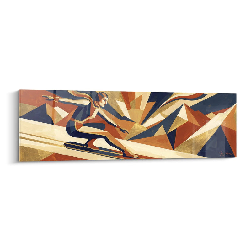Snowboarder Art-Deco-Gemälde - Geometrie in Bewegung - Snowboard Edition