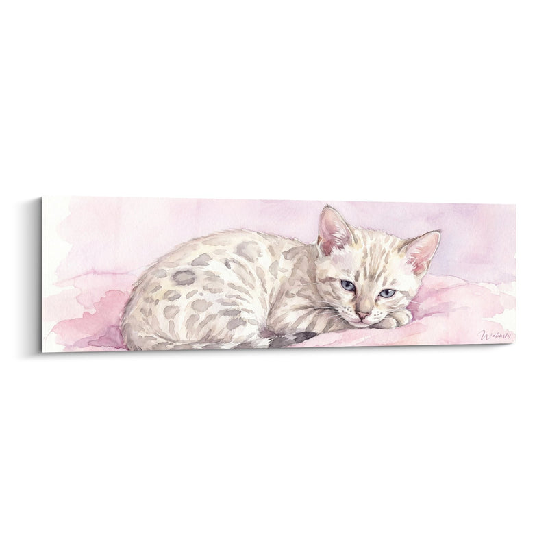 Tableau Chaton Bengal Endormi - Douceur Rose - Edition chat Bengal