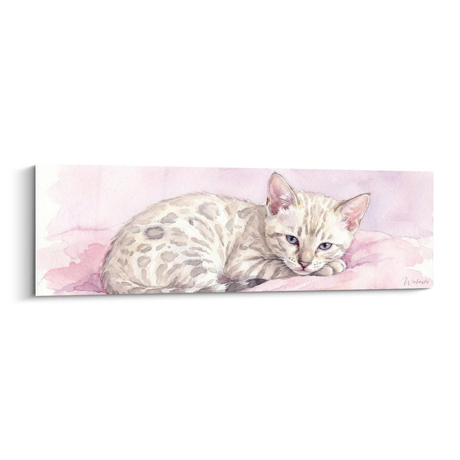 Tableau Chaton Bengal Endormi - Douceur Rose - Edition chat Bengal