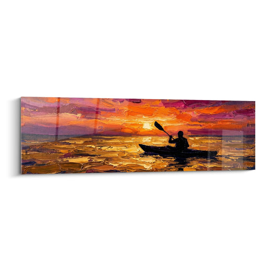 Tableau Kayak Coucher de Soleil - Aventure Dorée - Edition Kayak