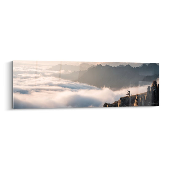 Mountain Bike Wall Art Snowy Peaks Clouds - Above the Summits - MTB Edition