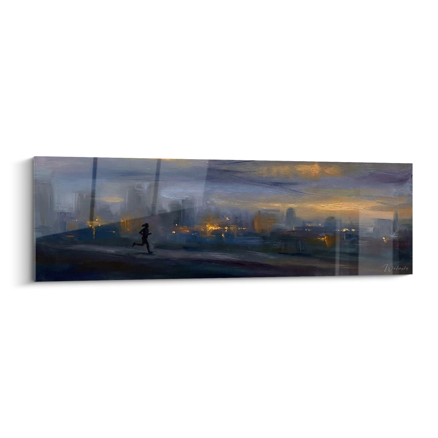 Tableau Coureur Urbain Crépuscule - Silhouette en Mouvement - Edition Course à pied