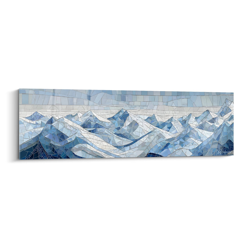 Mosaic Mountain Wall Art - Blue Alpine Geometry - The Alps Edition