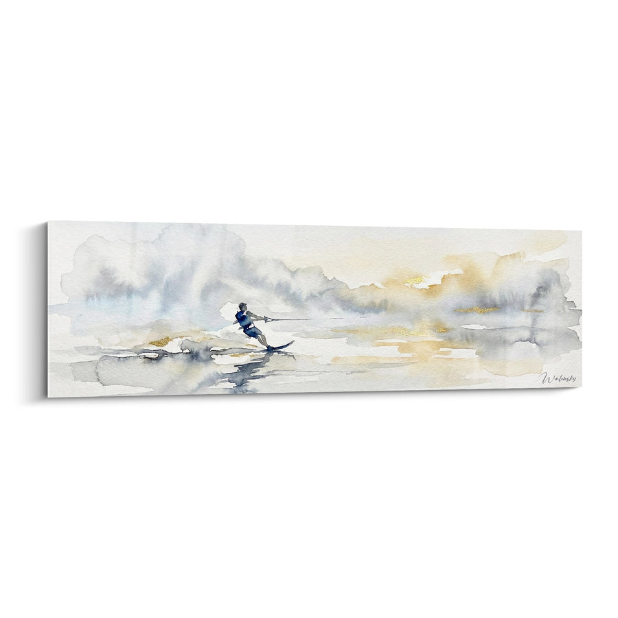Tableau Skieur nautique aquarelle - Glisse sur eau calme - Edition Ski nautique