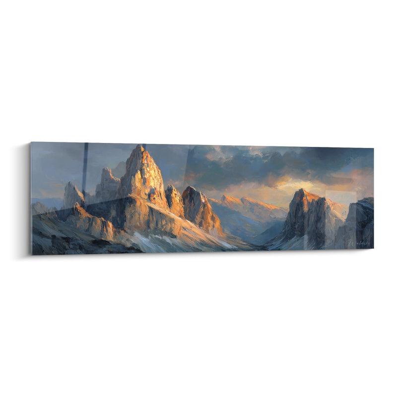Dolomites Mountain Painting - Golden Light at Sunset - The Dolomites Edition