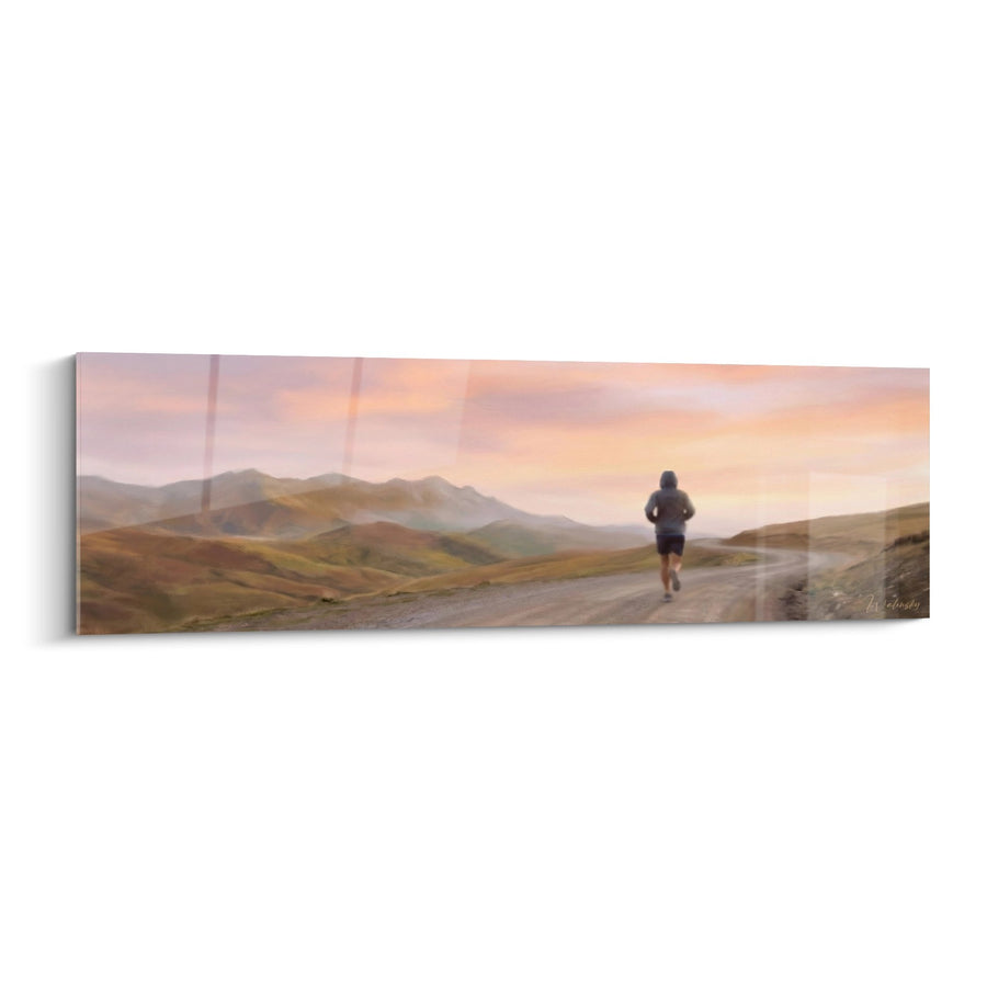Tableau Coureur Montagne Panoramique - Solitude du Runner - Edition Course à pied
