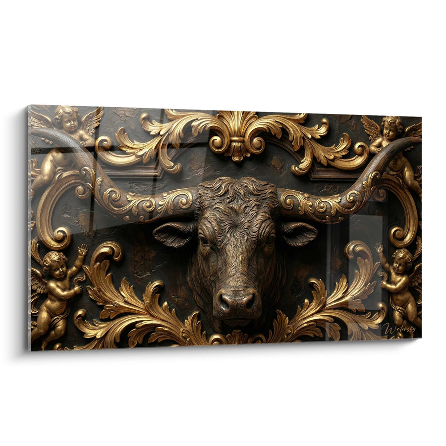 Tableau Taureau Baroque - Majesté Dorée - Edition Camargue