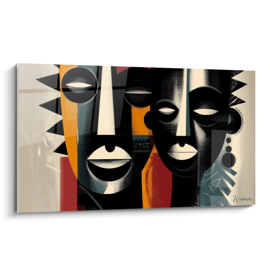 Tableau Masques Africains Cubistes - Dualité Tribale - Edition Art tribal africain