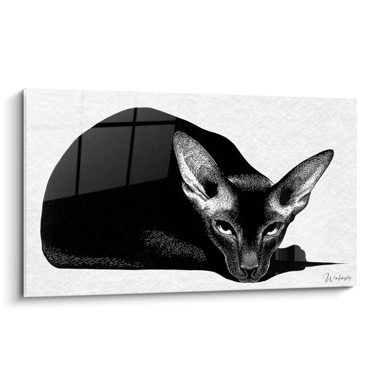 Cuadro Gato Oriental Blanco y Negro - Mirada Mística - Edición gato Oriental Shorthair