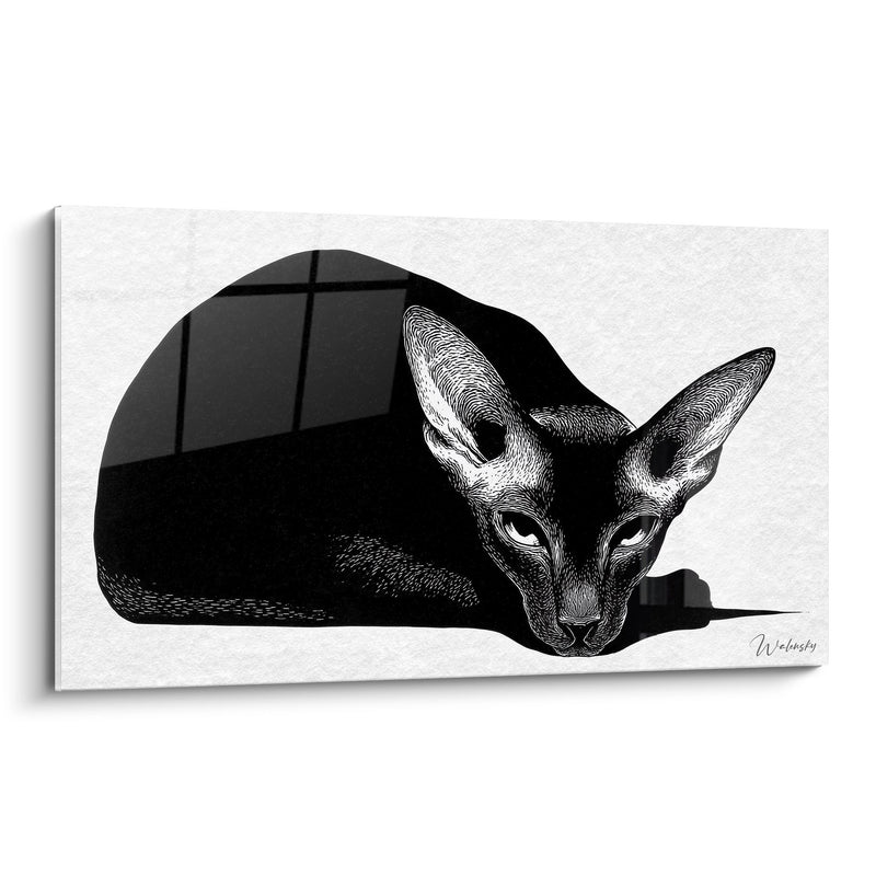 Black and White Oriental Cat Wall Art – Mystic Gaze – Oriental Shorthair Edition