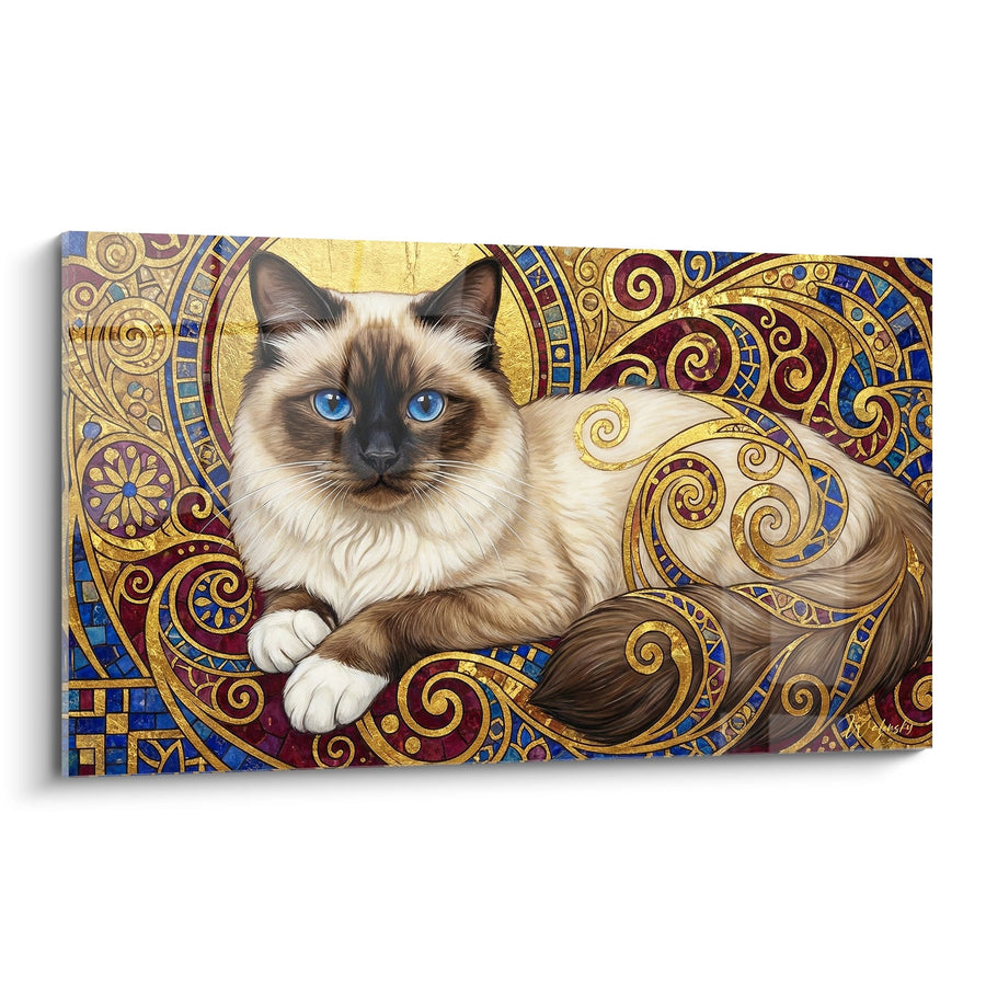 Tableau Chat Birman Ornements Dorés - Art Byzantin Félin - Edition chat Birman