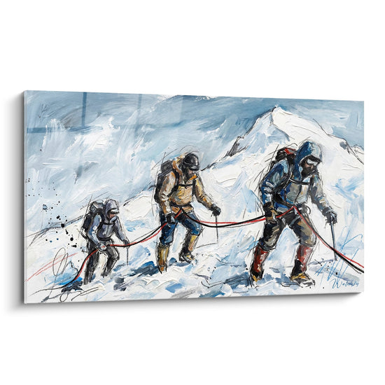 Tableau Alpinistes Cordés - Ascension Périlleuse - Edition Le Mont Blanc