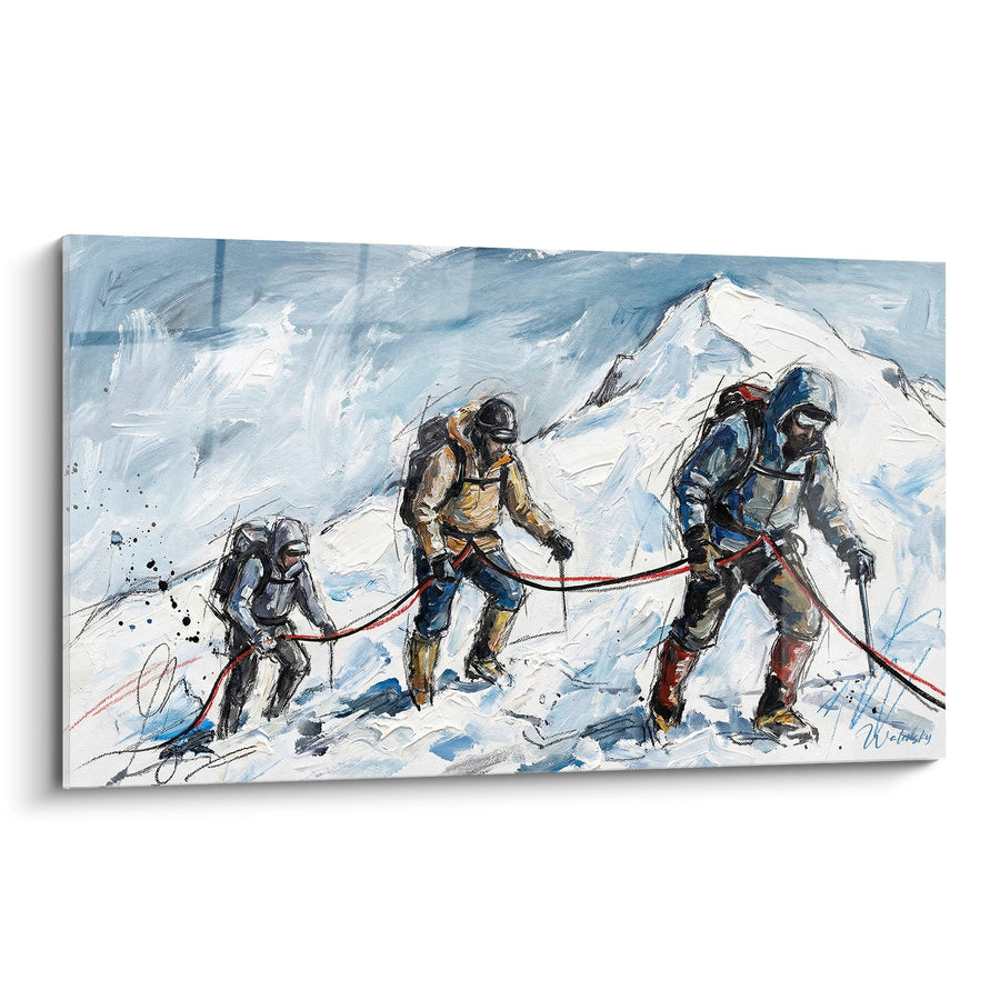 Tableau Alpinistes Cordés - Ascension Périlleuse - Edition Le Mont Blanc