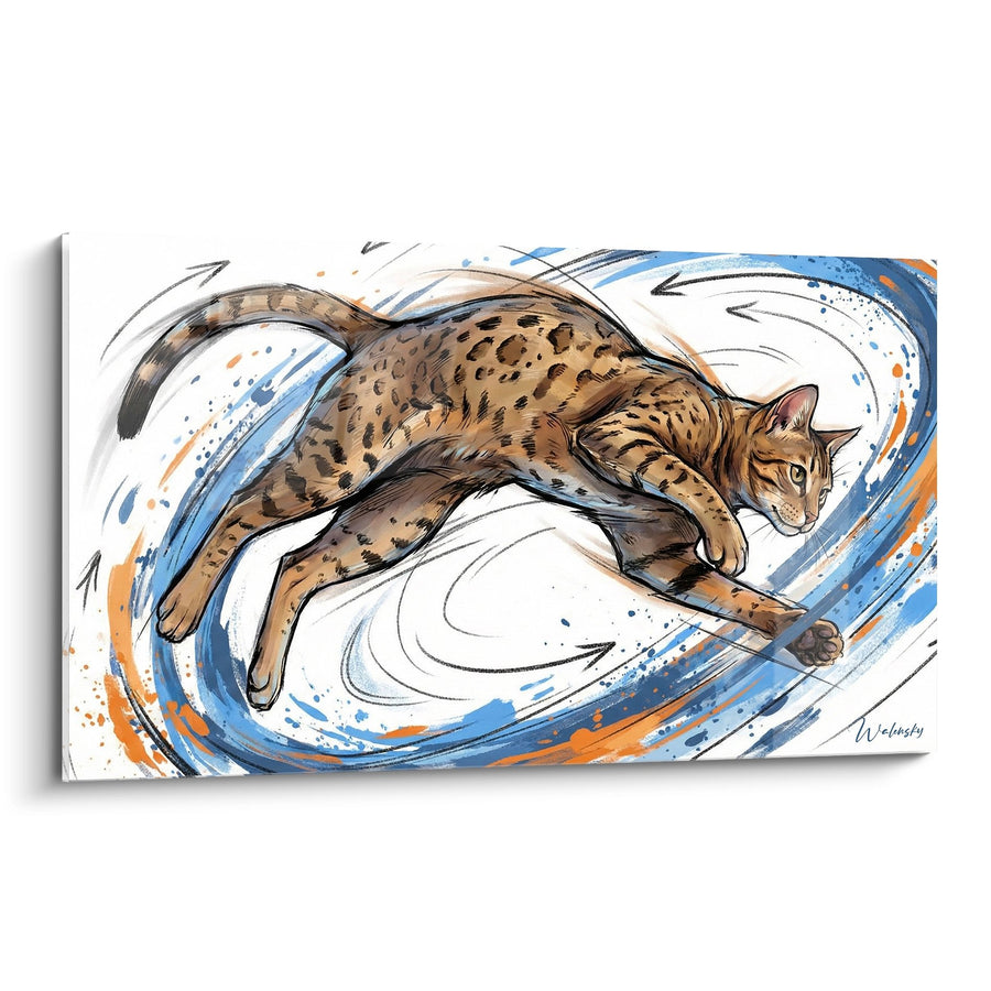 Tableau Chat Ocicat en Mouvement - Spirale Dynamique - Edition chat Ocicat