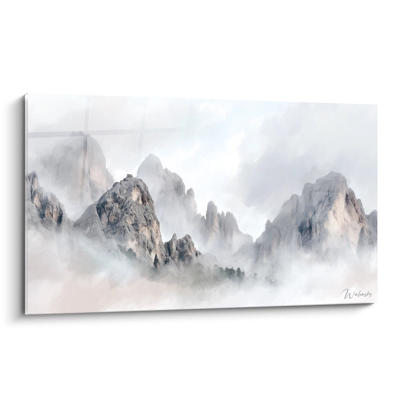 Misty Mountains Painting - Alpine Serenity - The Dolomites Edition