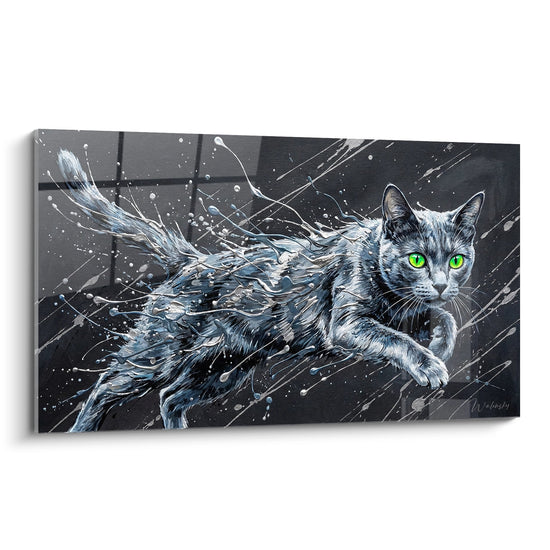 Tableau Chat Korat Artistique - Tempête Aquatique - Edition chat Korat