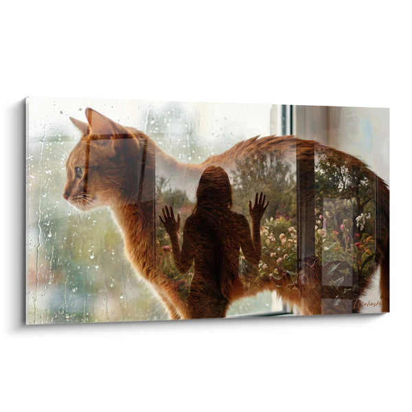 Abyssinian Cat Double Exposure Painting - Mystery at the Window - Abyssinian Cat Edition