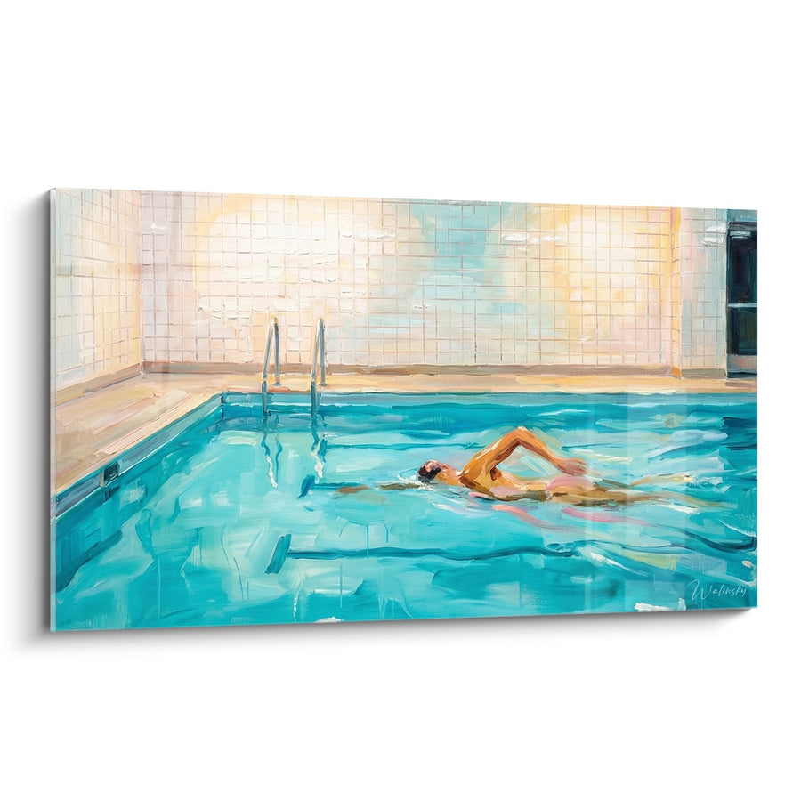 Tableau Nageuse en Piscine Intérieure - Sérénité Aquatique - Edition Natation