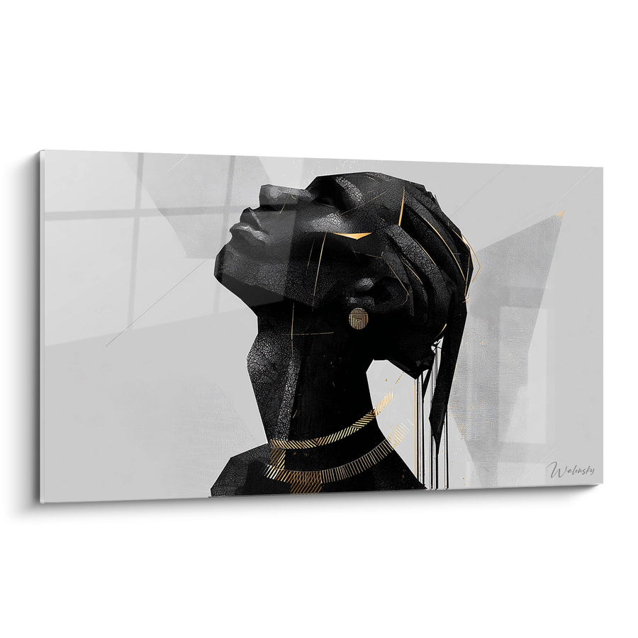 Tableau Femme Africaine Moderne - Élégance Dorée - Edition Visage africain