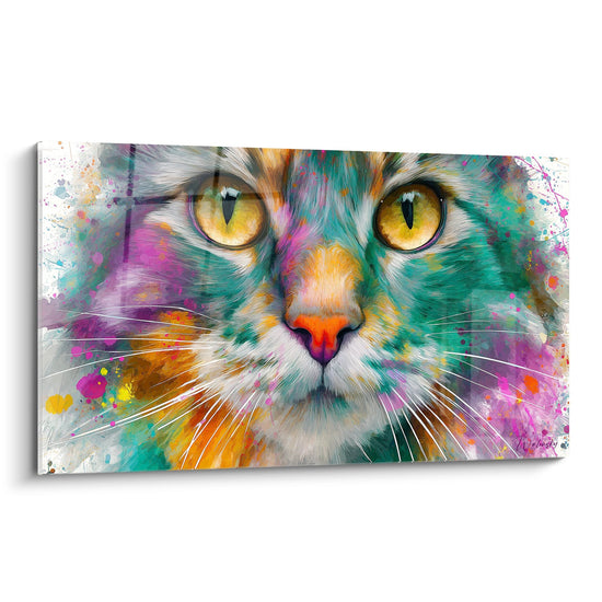 Chat Tableau Multicolore - Sguardo Ipnotico - Edizione del gatto American Bobtail