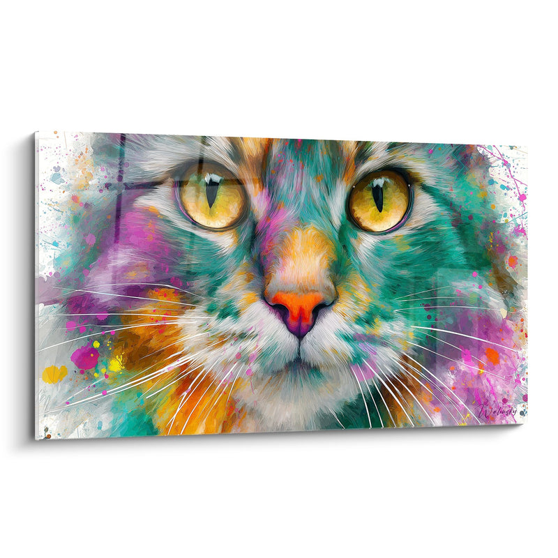 Tableau Chat Multicolore - Regard Hypnotique - Edition chat American Bobtail