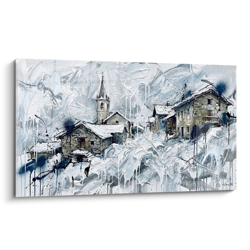 Snowy Alpine Village Painting - Savoyard Winter Charm - La Savoie Edition