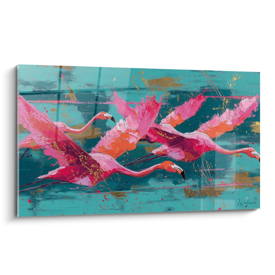 Gemälde Rosa Flamingos - Camarguischer Aufflug - Camargue-Ausgabe