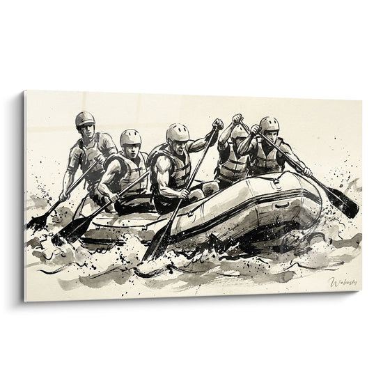 Tableau Équipe de Rafting en Action - Aventure Aquatique - Edition Rafting