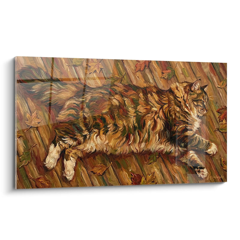 Chat Tableau Ragamuffin autunnale - Felino maestoso tra le foglie d'autunno - Edizione chat Ragamuffin