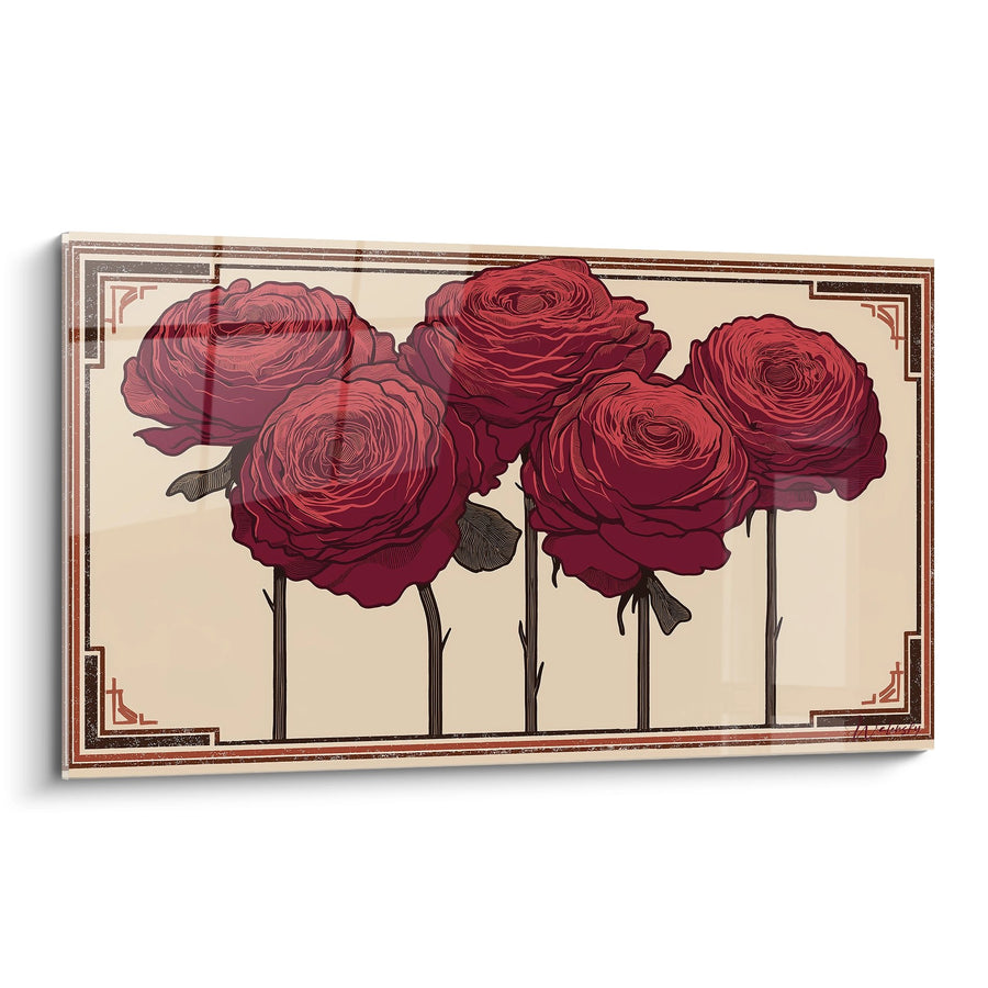 Tableau Roses Rouges - Élégance Florale - Edition Art déco
