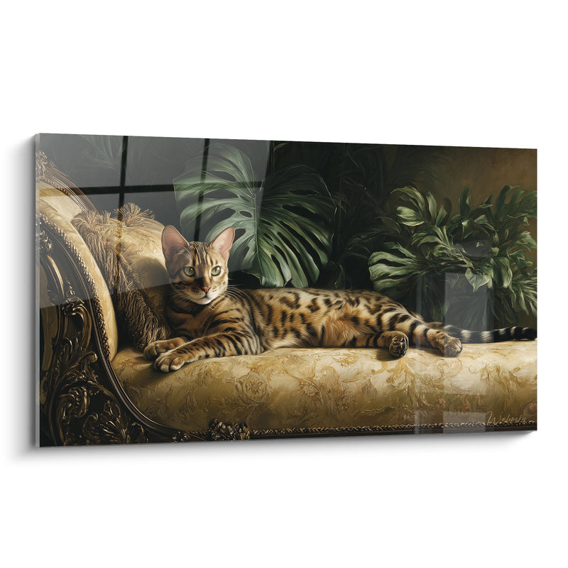 Tableau Chat Bengal sur Canapé Luxueux - Élégance Féline - Edition chat Bengal