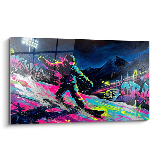 Tabella Snowboard Graffiti Arte di Strada - Cavaliere Neon - Edizione Snowboard