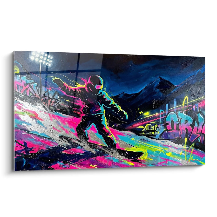 Tableau Snowboard Graffiti Street Art - Rider Neon - Edition Snowboard