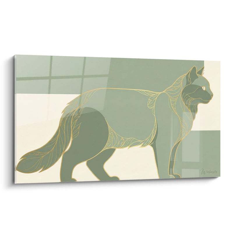 Stilisiertes geometrisches Katzen-Gemälde – Moderne Eleganz – Nebelung-Katzen-Edition