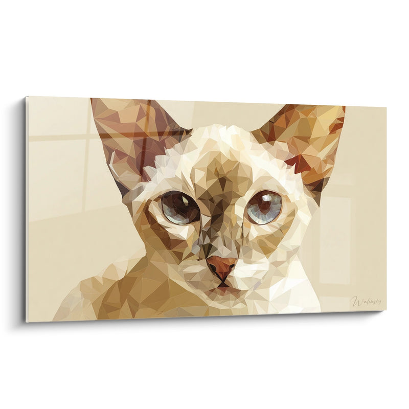 Tableau Chat Polygonal aux Yeux Bleus - Art Géométrique Moderne - Edition chat Singapura
