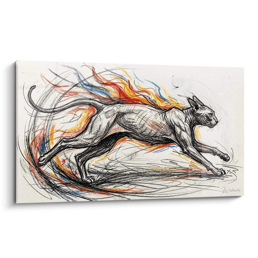 Tableau Chat en Mouvement - Énergie Dynamique - Edition chat Peterbald