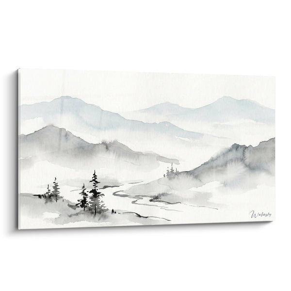 Schilderij Berg Landschap Aquarel - Alpenmist - Editie De Alpen